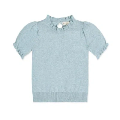Hope & Henry Baby Girls' Organic Puff Sleeve Sweater, Infant In Dusty Blue Heather