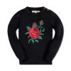 Hope & Henry Baby Girls' Organic Rose Intarsia Sweater, Infant In Black Rose Intarsia