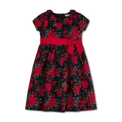 Hope & Henry Baby Girls' Organic Ruffle Collar Party Dress, Infant In Black Holiday Rose