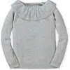 Hope & Henry Baby Girls' Ruffle Collar Sweater, Infant In Heather Gray