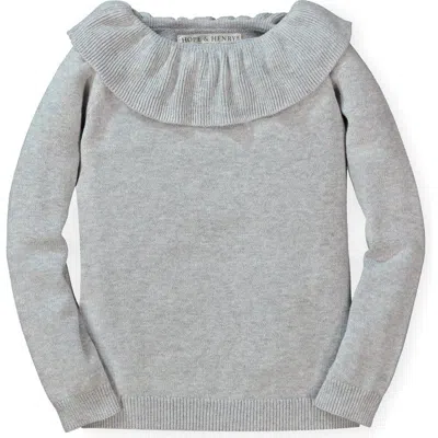 Hope & Henry Baby Girls' Ruffle Collar Sweater, Infant In Heather Gray