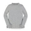 Hope & Henry Baby Girls' Organic Ruffle Rib Knit Sweater Top, Infant In Gray Heather