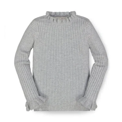 Hope & Henry Baby Girls' Organic Ruffle Rib Knit Sweater Top, Infant In Gray Heather