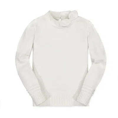 Hope & Henry Baby Girls' Tie-neck Sweater, Infant In White