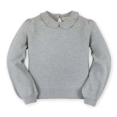 Hope & Henry Baby Girls' Peter Pan Collar Long Sleeve Sweater, Infant In Gray
