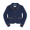 Hope & Henry Baby Girls' Ponte Collared Jacket, Infant In Navy Quilted
