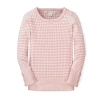 Hope & Henry Baby Girls' Rib Knit Sweater Top, Infant In White And Rose Mini Stripe