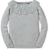 Hope & Henry Baby Girls' Ruffle Collar Sweater, Infant In Grey Heather