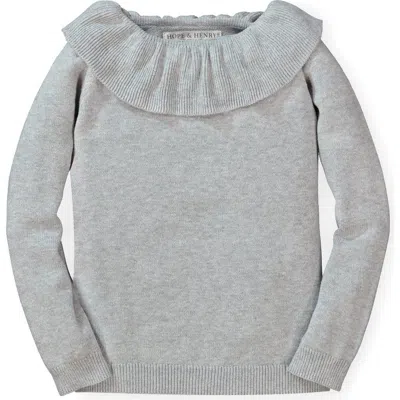 Hope & Henry Baby Girls' Ruffle Collar Sweater, Infant In Grey Heather