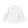 Hope & Henry Baby Girls' Ruffle Sleeve Top, Infant In White
