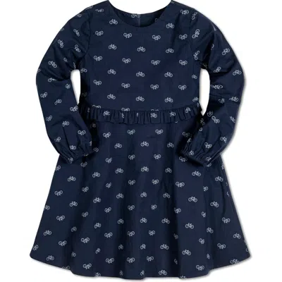 Hope & Henry Baby Girls' Ruffle Waist Dress, Infant In Navy Bicycle Print