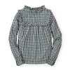 Hope & Henry Baby Girls' Ruffle Yoke Blouse, Infant In Black & White Buffalo Plaid