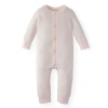 Hope & Henry Baby Jacquard Romper In Light Pink With Pink Trim