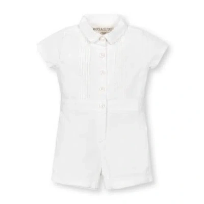 Hope & Henry Kids'  Baby Linen Pintuck Romper, Infant In Soft White Pintuck