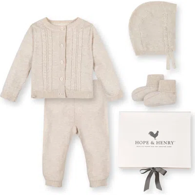 Hope & Henry Kids'  Baby Organic 5 Piece Knit Gift Set With Box, Infant In Light Oatmeal Set