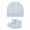 Hope & Henry Baby Organic Sweater Beanie And Bootie Set, Infant In Airy Blue Beanie Set