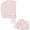 Hope & Henry Baby Organic Sweater Bonnet And Bootie Set, Infant In Pale Pink Bonnet Set