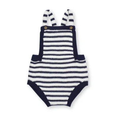 Hope & Henry Kids'  Baby Overall Sweater Romper, Infant In Navy And White Stripe
