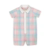 Hope & Henry Kids'  Baby Poplin Button Front Romper, Infant In Rainbow Plaid