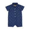 Hope & Henry Baby Seersucker Button Front Romper, Infant In Blue