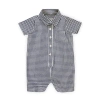 Hope & Henry Kids'  Baby Seersucker Button Front Romper, Infant In Navy Gingham Seersucker