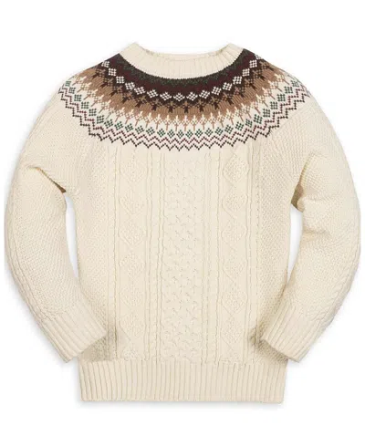 Hope & Henry Boys' Fair Isle Cable Sweater - Little Kid, Big Kid In White