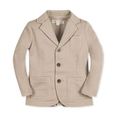 Hope & Henry Boys' Fleece Blazer, Kids In Taupe Herringbone Fleece