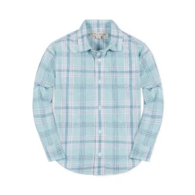 Hope & Henry Boys' Linen Button Down Shirt, Kids In Tea Room Blue Plaid