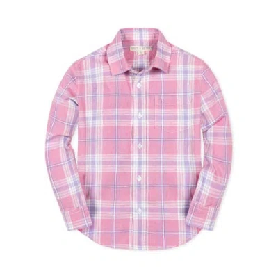 Hope & Henry Boys' Linen Button Down Shirt, Kids In Tea Room Pink Plaid