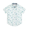 Hope & Henry Babies'  Boys' Linen Short Sleeve Button Down Shirt, Infant In Coastal Cottage Floral