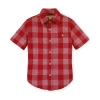 Hope & Henry Babies'  Boys' Linen Short Sleeve Button Down Shirt, Infant In Red Pencil Check Linen