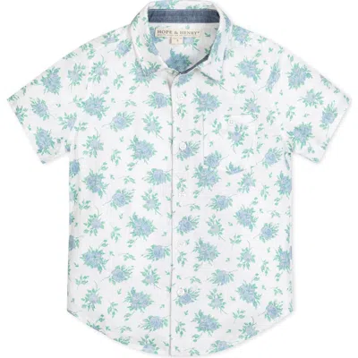 Hope & Henry Boys' Linen Short Sleeve Button Down Shirt, Kids In Coastal Cottage Floral