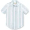 Hope & Henry Boys' Linen Short Sleeve Button Down Shirt, Kids In Coastal Cottage Stripe