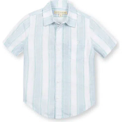 Hope & Henry Boys' Linen Short Sleeve Button Down Shirt, Kids In Coastal Cottage Stripe