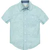 Hope & Henry Boys' Linen Short Sleeve Button Down Shirt, Kids In Tea Room Floral