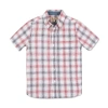 Hope & Henry Boys' Linen Short Sleeve Shirt With Side Vent, Kids In Americana Check