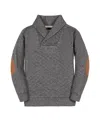 Hope & Henry Kids' Long Sleeve Quilted Shawl Collar Sweatshirt With Elbow Patches In Gray