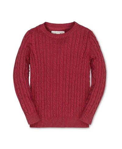 Hope & Henry Boys' Organic Cable Crewneck Pullover Sweater - Little Kid, Big Kid In Red