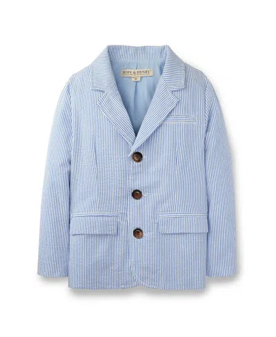 Hope & Henry Boys' Organic Classic Seersucker Suit Jacket - Little Kid, Big Kid In Blue
