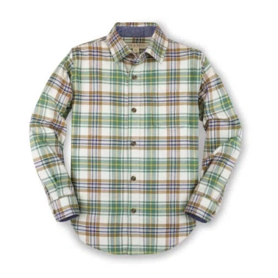 Hope & Henry Boys' Organic Flannel Shirt, Kids In Camel And Green Plaid