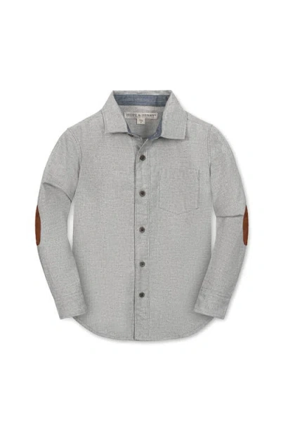 Hope & Henry Boys' Organic Flannel Shirt With Elbow Patches, Kids In Gray