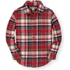 Hope & Henry Boys' Organic Flannel Shirt, Kids In Red Collegiate Plaid