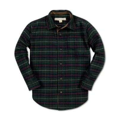 Hope & Henry Boys' Organic Flannel Shirt With Suede, Kids In Merry Pine Plaid