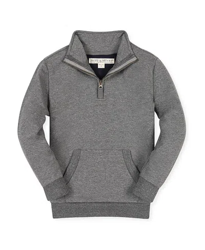 Hope & Henry Boys' Organic French Terry Half-zip Kanga Pullover - Little Kid, Big Kid In Gray