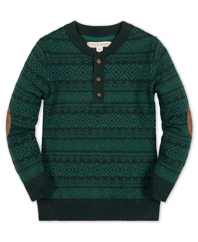 Hope & Henry Boys' Organic Henley Sweater - Baby, Little Kid, Big Kid In Green