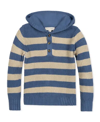 Hope & Henry Boys' Organic Henley Sweater Hoodie - Little Kid, Big Kid In Blue