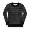 Hope & Henry Boys' Organic Intarsia Crew Neck Sweater, Kids In Black And Charcoal Houndstooth