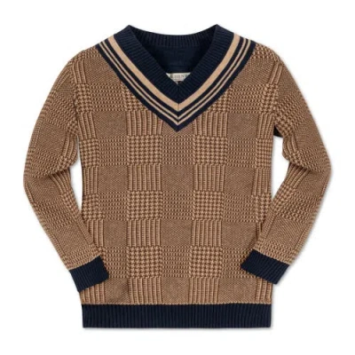 Hope & Henry Boys' Organic Intarsia Cricket Sweater, Kids In Brown Glen Plaid Intarsia