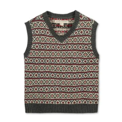 Hope & Henry Boys' Organic Intarsia Sweater Vest, Kids In Merry Intarsia Stripe
