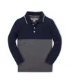 Hope & Henry Kids' Organic Long Sleeve Colorblock Jersey Polo In Black